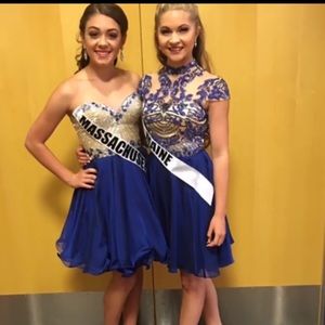 Silver and Royal Blue Sherri Hill Cocktail dress